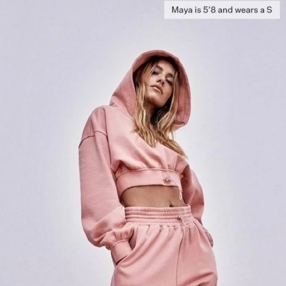 For Love & Lemon Josie pink cropped hoodie (size xxs) - Picture 2 of 6